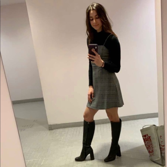 Express Dresses & Skirts - Express 90s Plaid Skater Dress Black and White